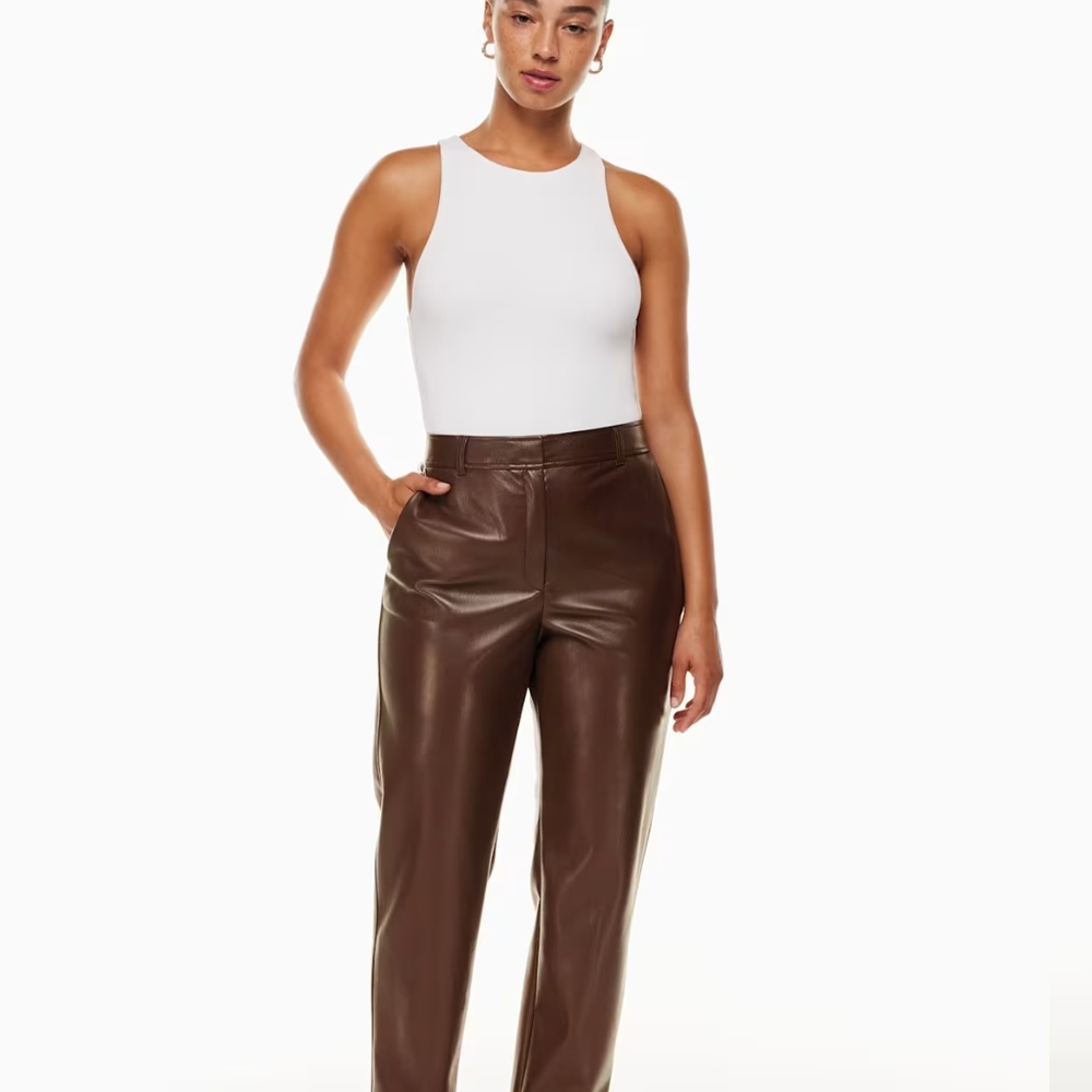 Aritzia Babaton Tan Leather Trousers